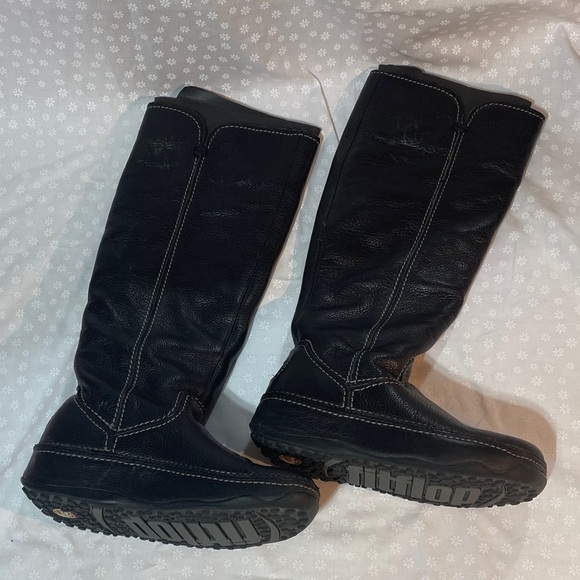 NWOT Fitflop Leather Black Winter & Rain Boots 12” high with Box - Picture 1 of 15